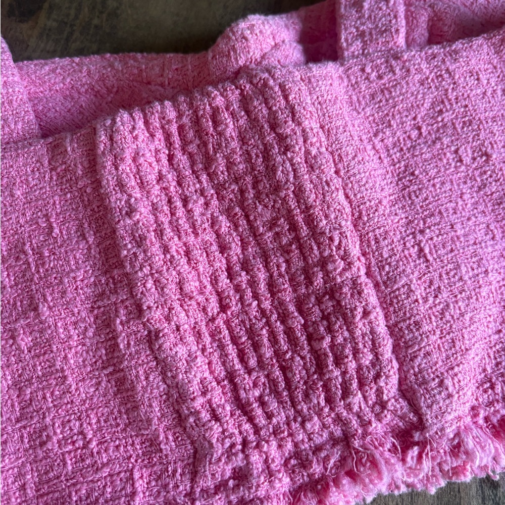 NWT ZARA Textured Tweed Pink Crop Top - Picture 5 of 7